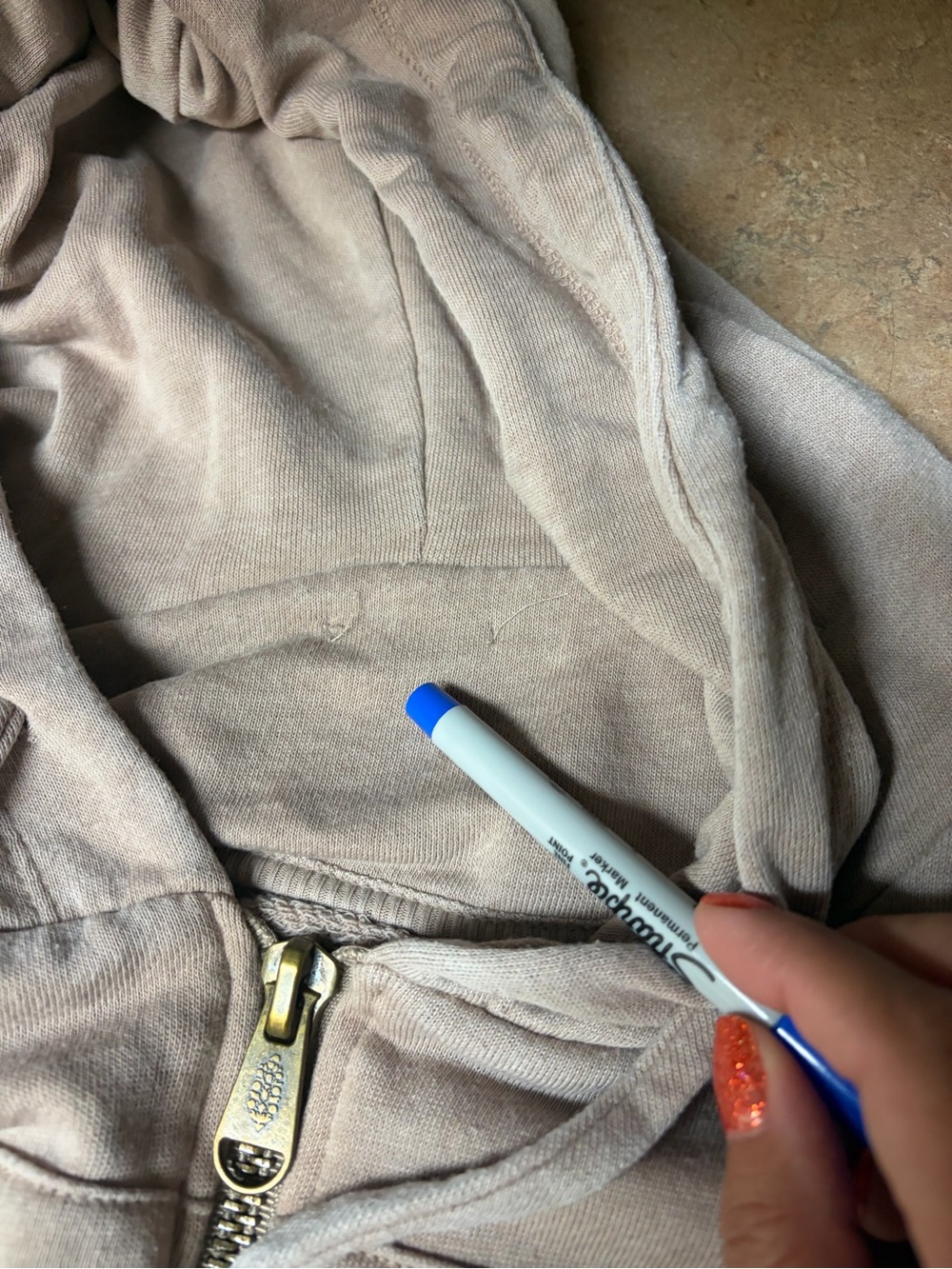 FP Movement by Free People Beige/Taupe Hoodie Joggers - Gold Zipper